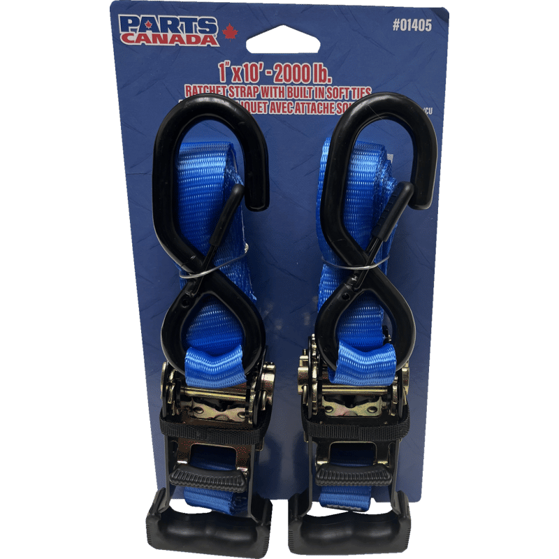Parts Canada 2 Pack 1"X10' 2000Lb Ratchet Strap Full S Hook