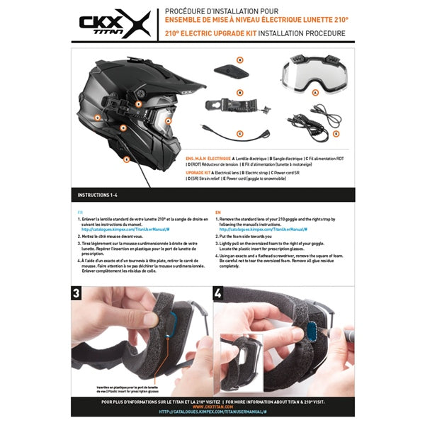 CKX Titan Original Electric Combo Helmet – Trail and Backcountry Solid - 210° Goggle Included
